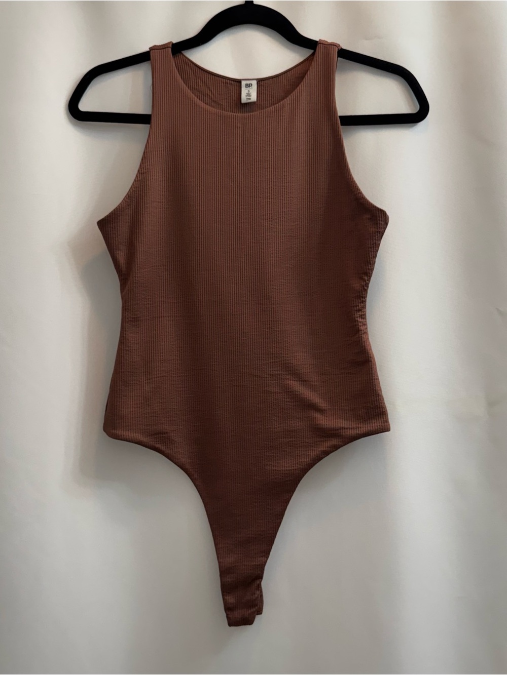 bp Ribbed Tank One-Piece Bodysuit in Brown